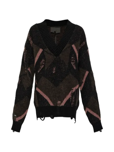 Akep distressed V-neck sweater