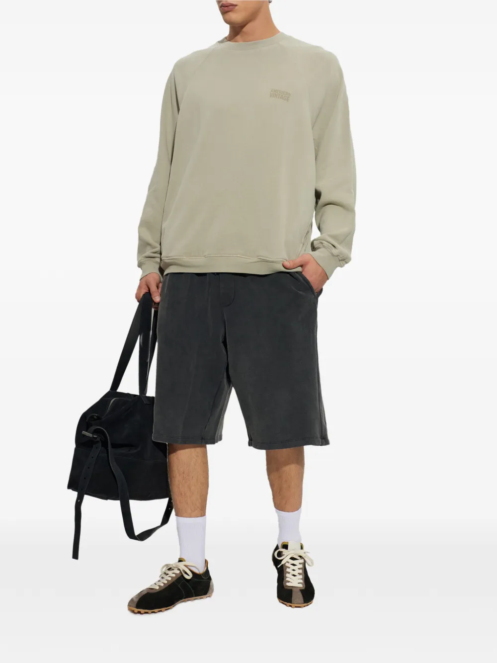 American Vintage Jitbay logo-print drawstring shorts Grijs