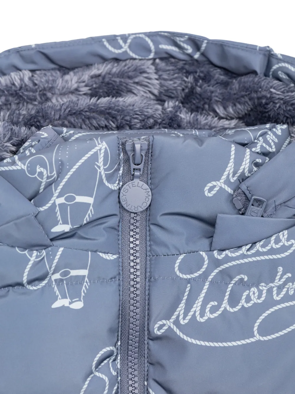 Stella McCartney Kids logo-print padded jacket Blauw