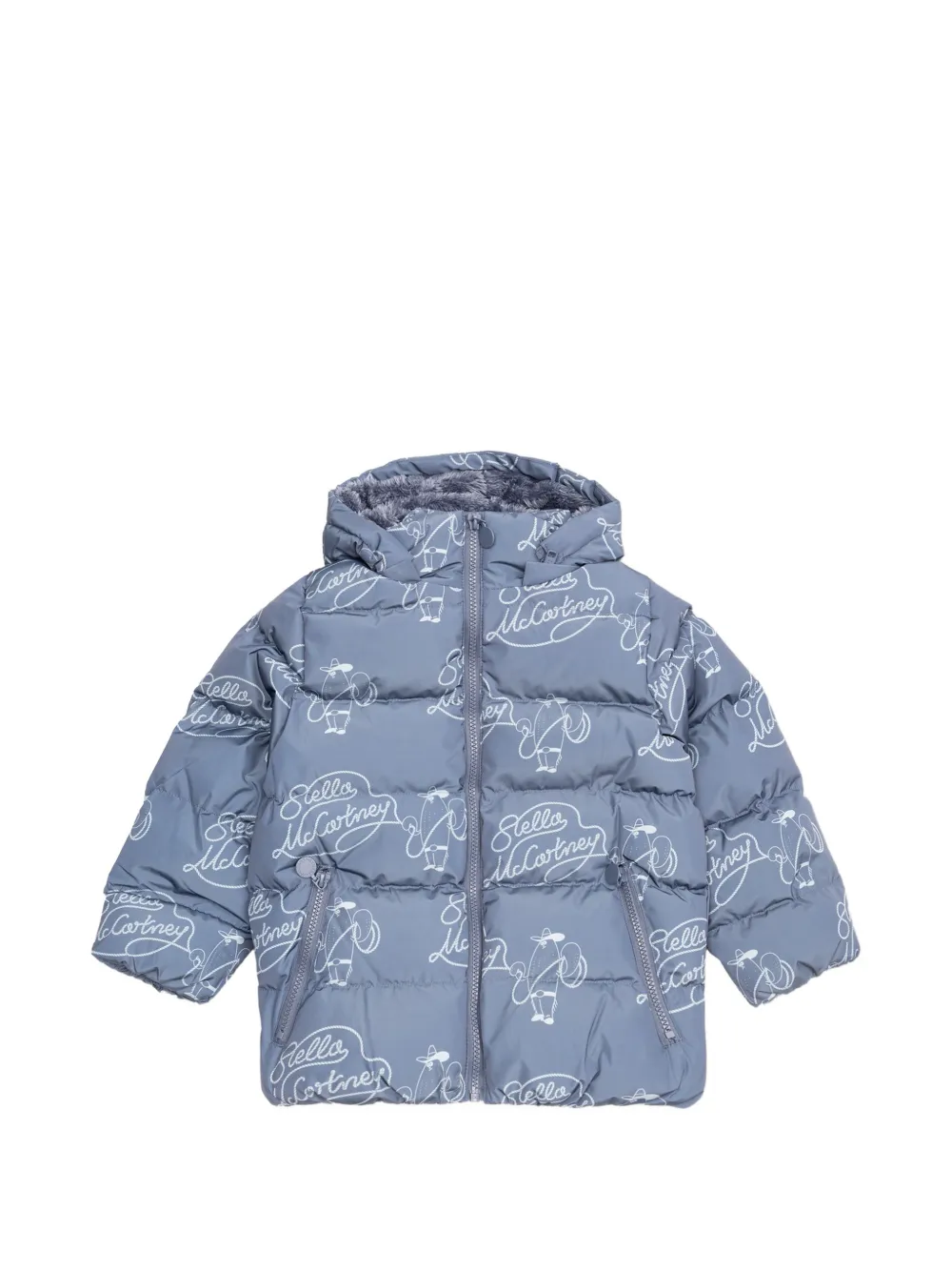 Stella McCartney Kids logo-print padded jacket Blauw