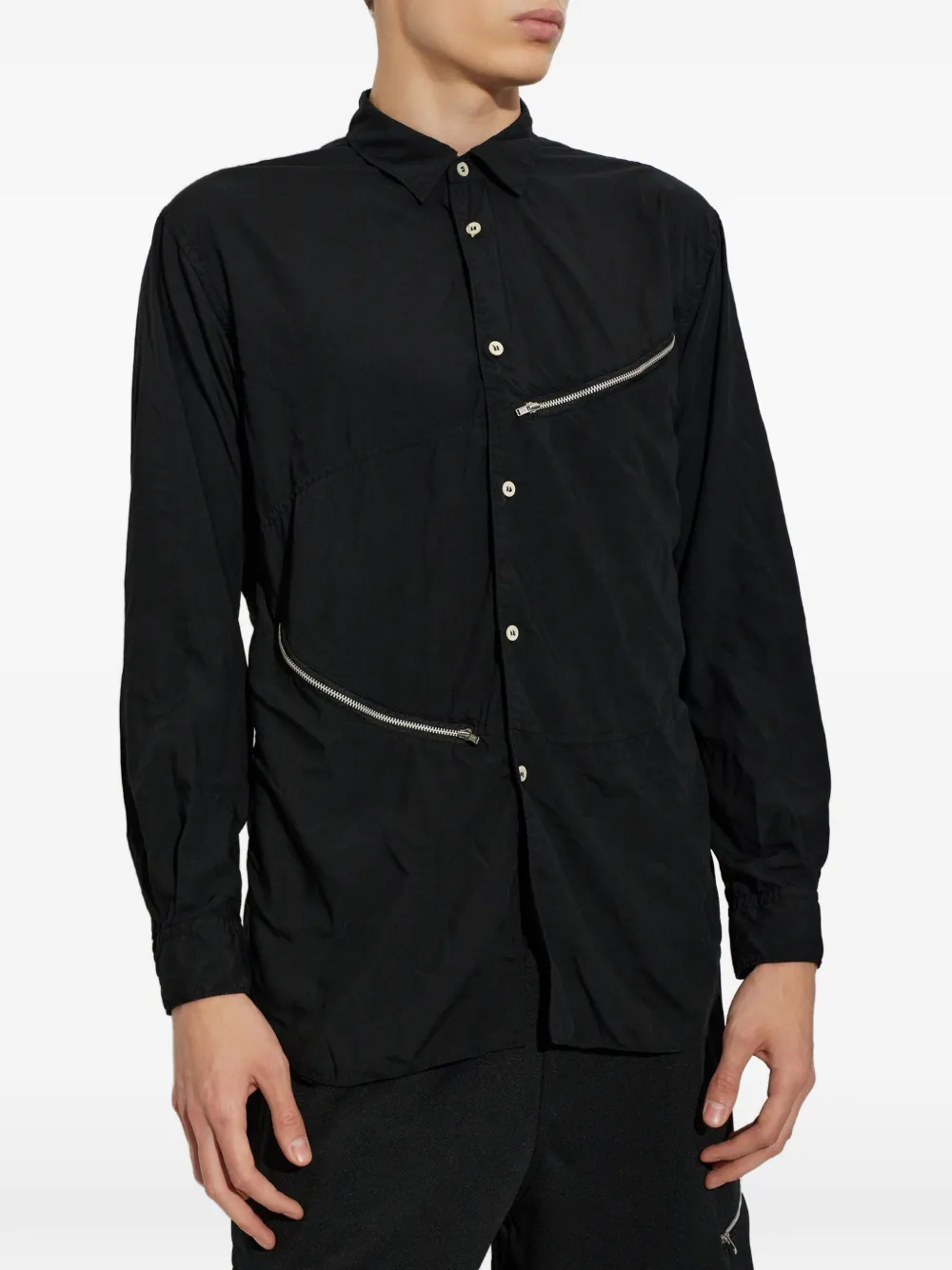 Comme Des Garçons Shirt Overhemd met zak met ritssluiting Zwart