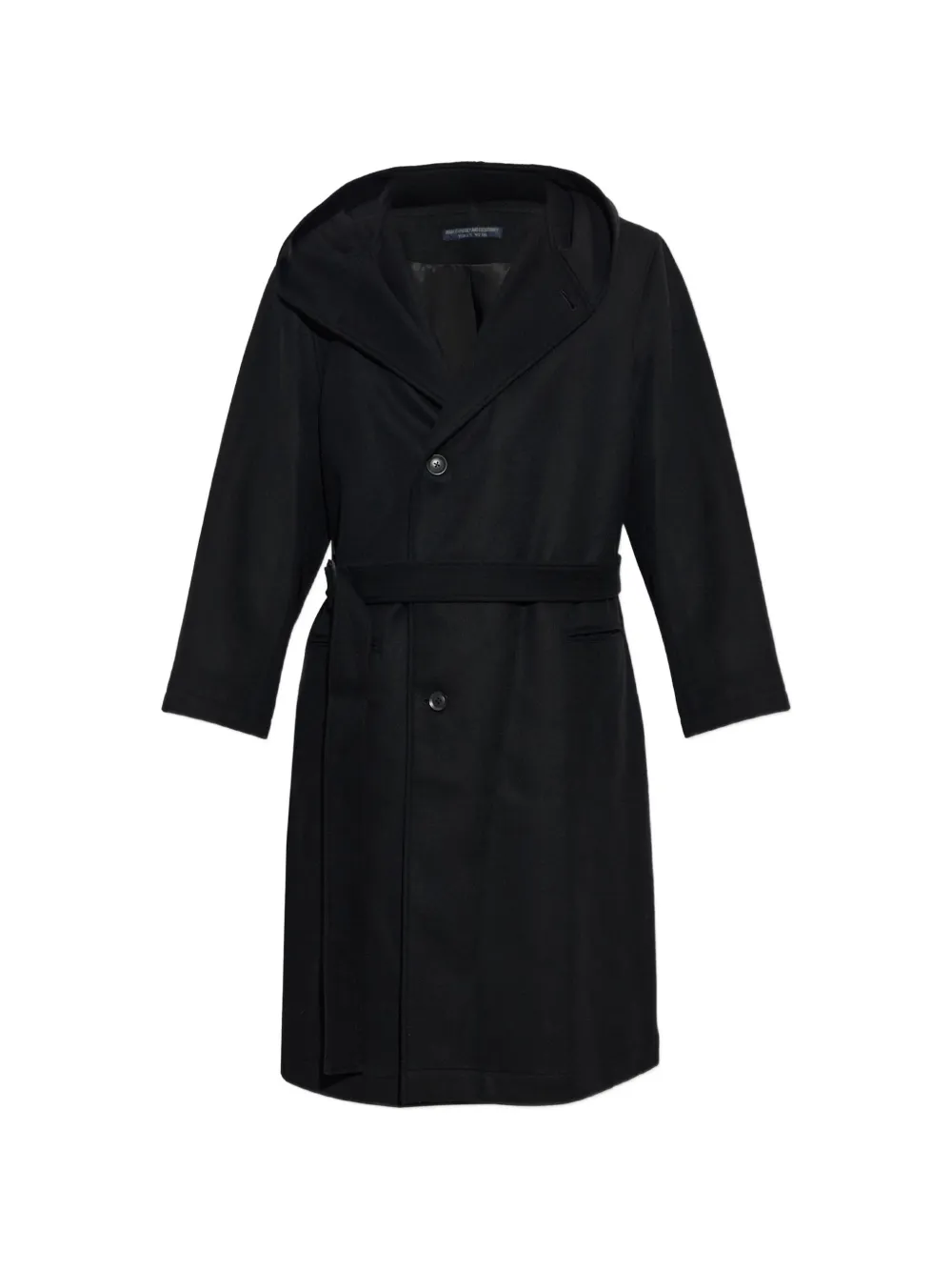Yohji Yamamoto belted hooded coat - Nero