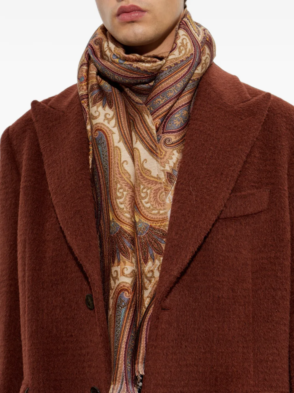 ETRO Paisley raw-edge scarf Beige