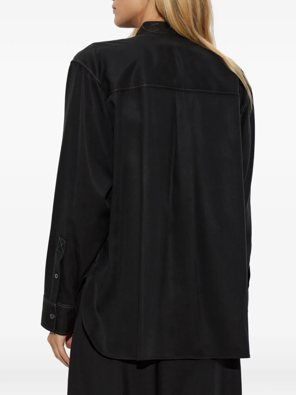 Paul Smith Blouse met contrasterende stiksels en gestrikte hals Zwart
