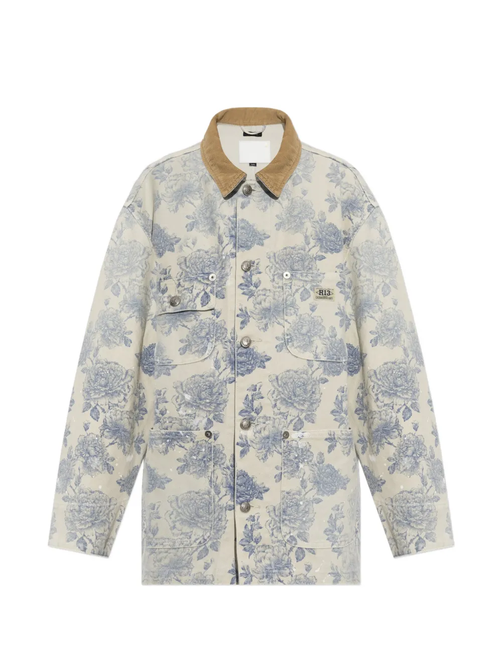 R13 floral-print denim jacket - Nude