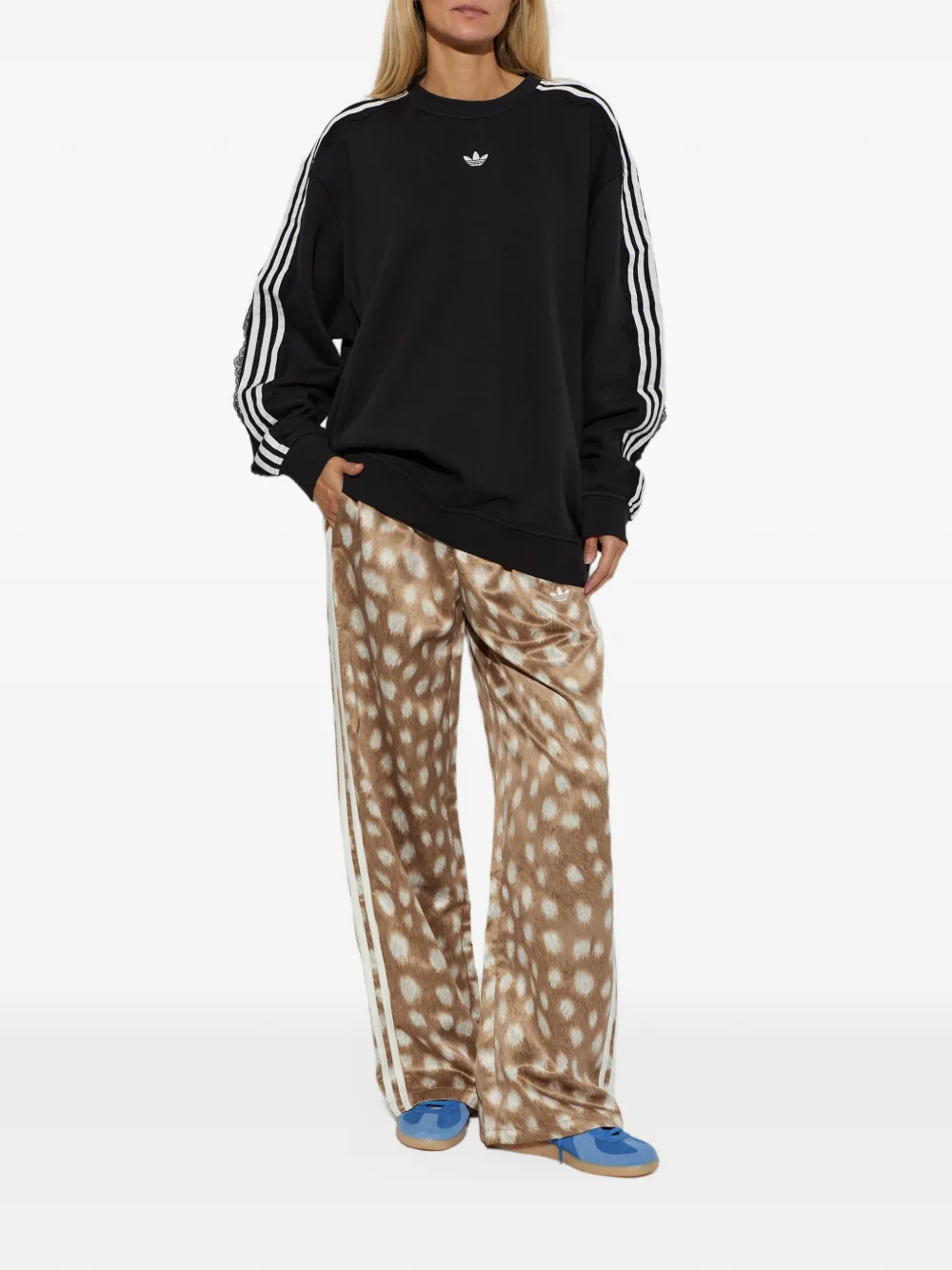 adidas Sweater met geborduurd logo en kanten afwerking Zwart