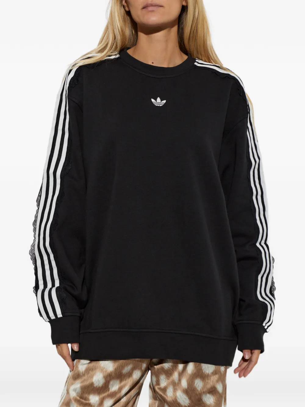 adidas Sweater met geborduurd logo en kanten afwerking Zwart