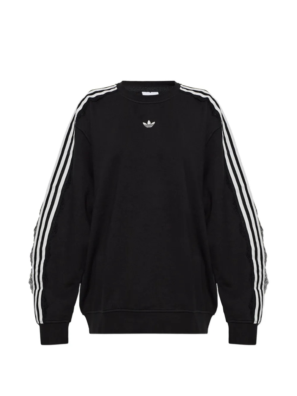adidas Sweatshirt mit Spitzenbesatz und Logo-Stickerei - Schwarz