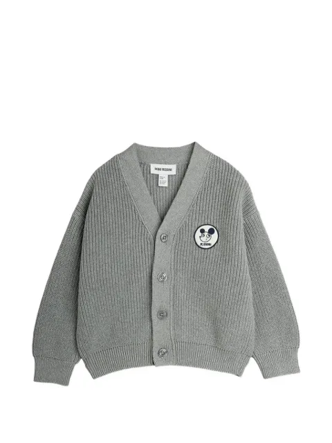 Mini Rodini logo-patch ribbed-knit cardigan