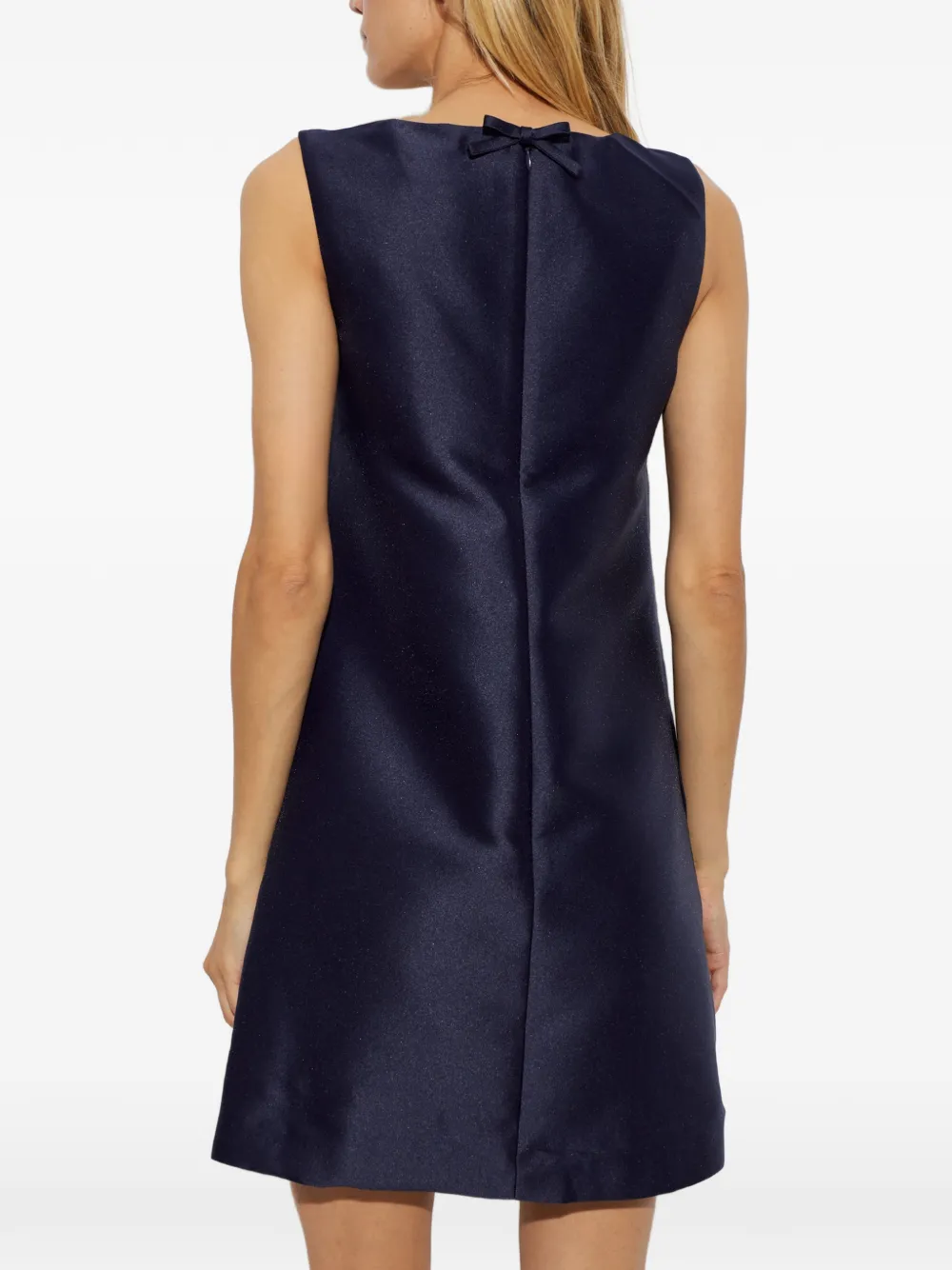 Self-Portrait navy taffeta lace mini dress Blauw