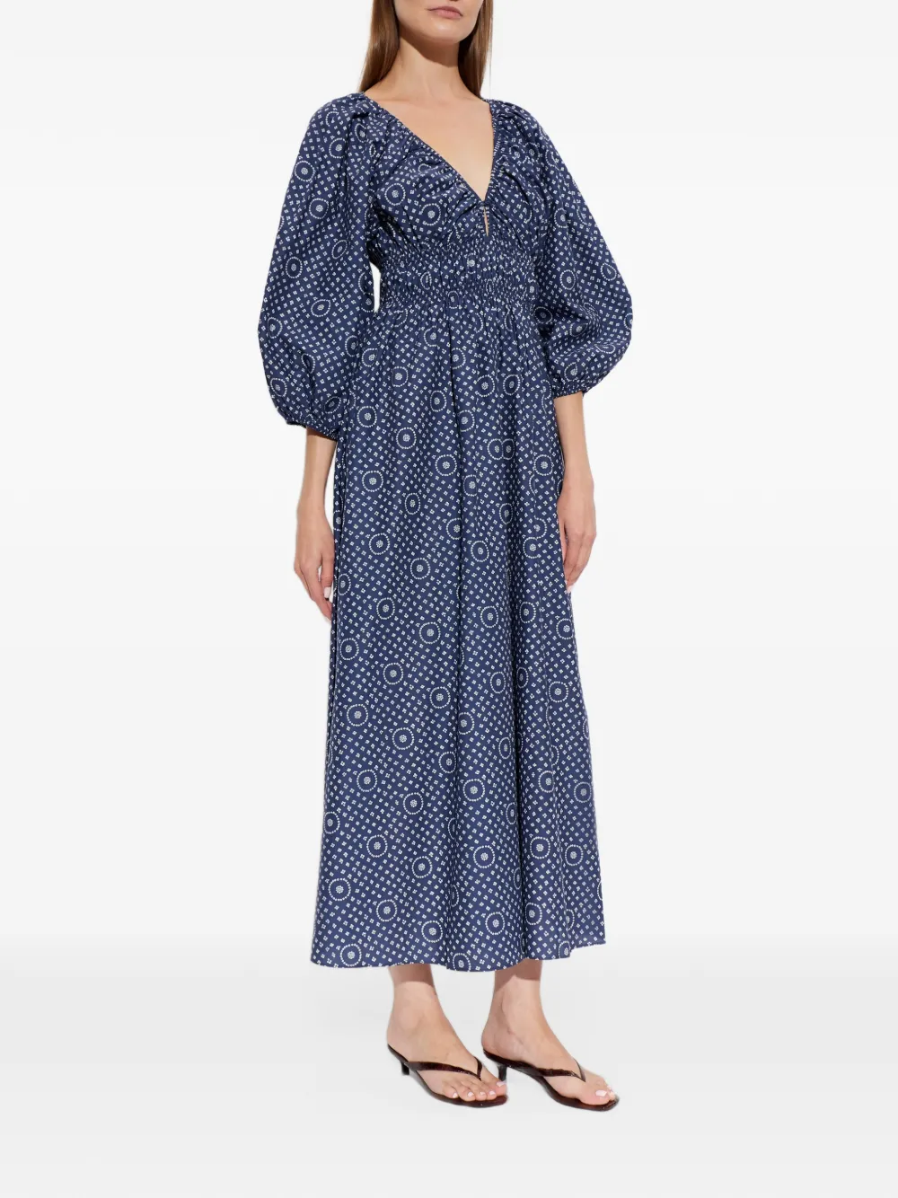 Matteau Gesmockte katoenen jurk Blauw