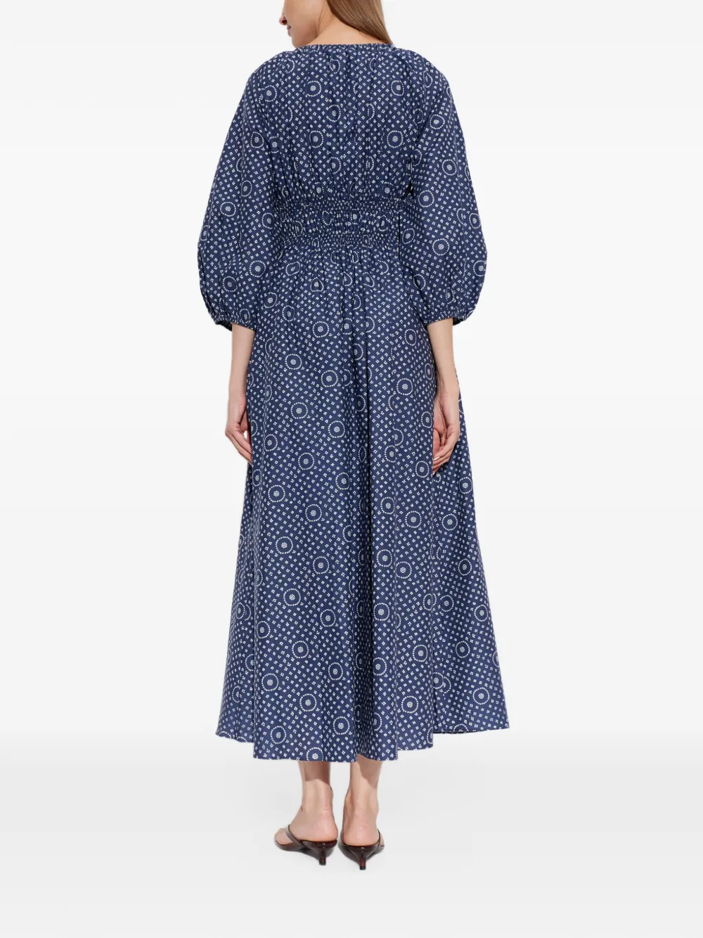 Matteau Gesmockte katoenen jurk Blauw