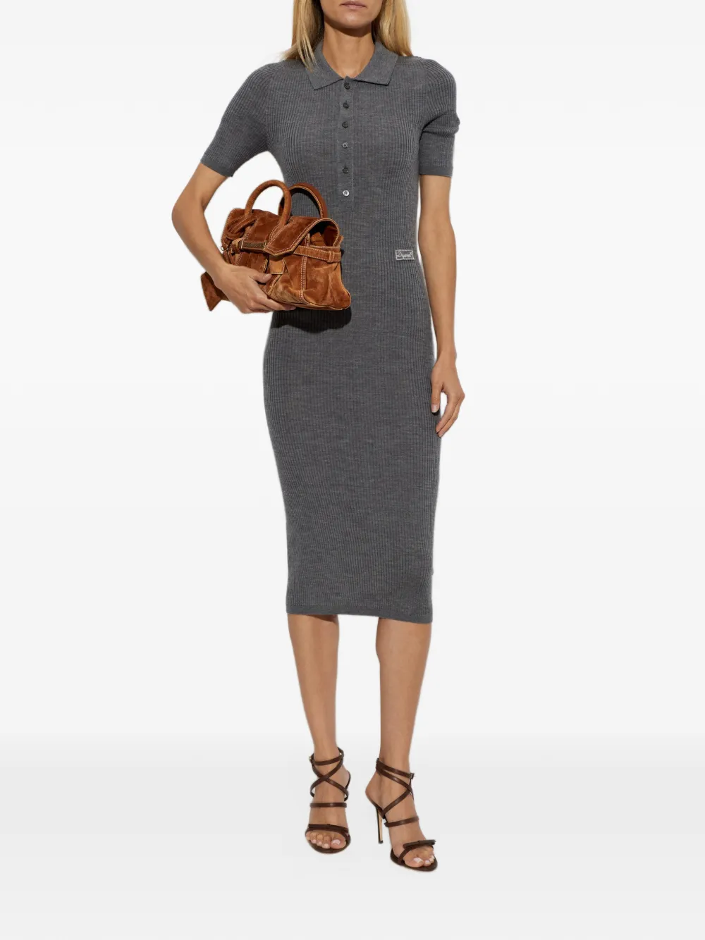 DSQUARED2 ribbed-knit polo dress Grijs