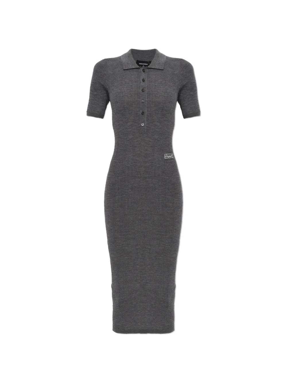 DSQUARED2 robe-polo en maille à design côtelé - Gris