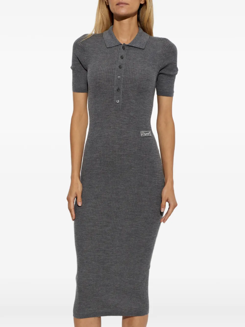 DSQUARED2 ribbed-knit polo dress Grijs