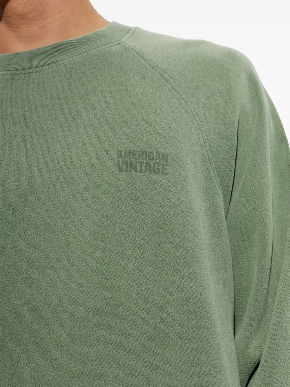 American Vintage Jitbay sweater met logo-print en raglanmouwen Groen
