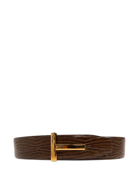 TOM FORD printed croc T Icon reversible belt