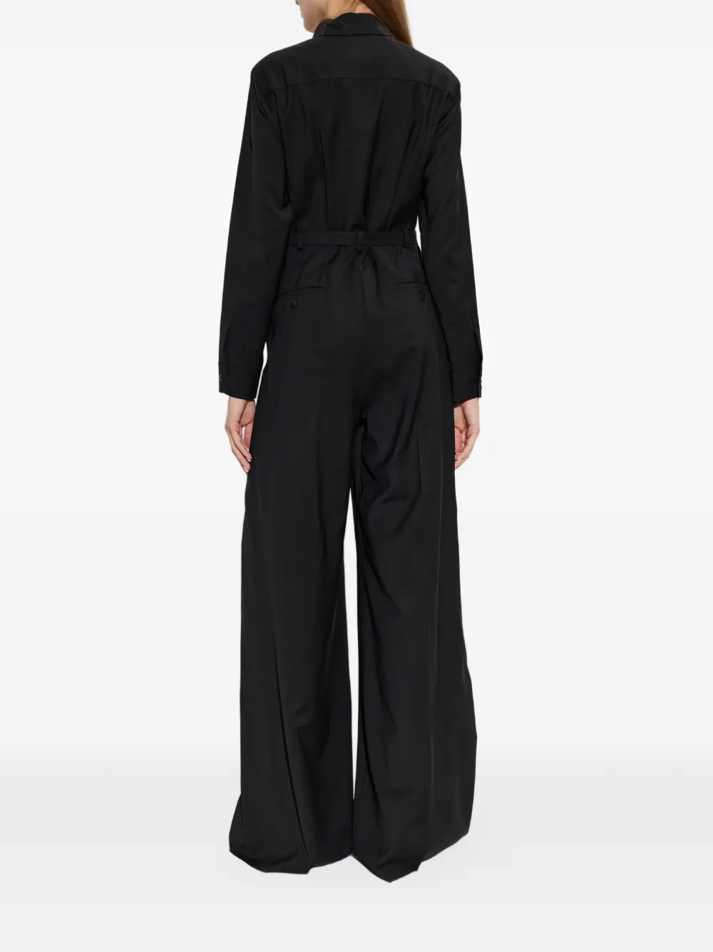 Max Mara pure wool canvas jumpsuit black Zwart