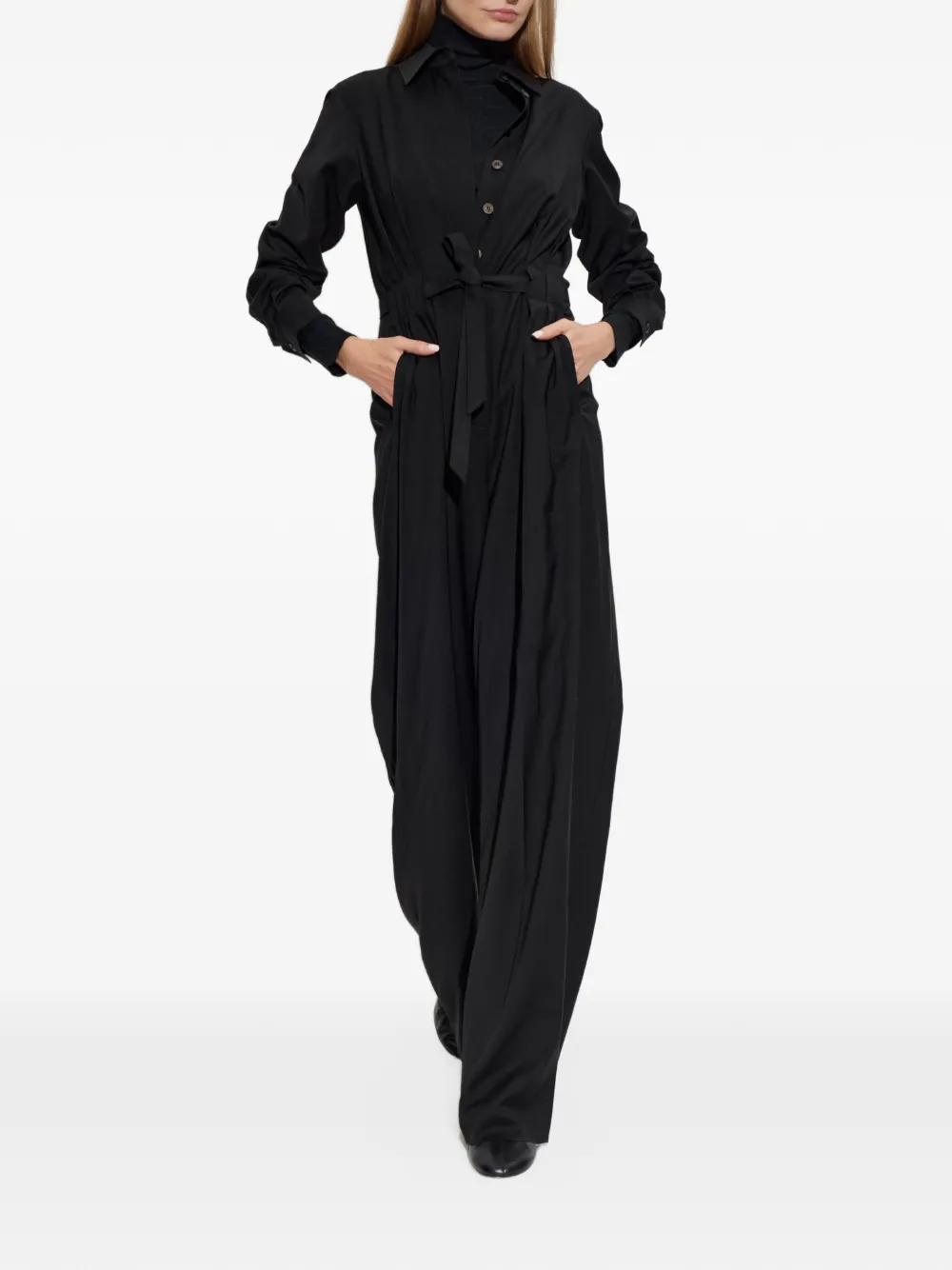 Max Mara pure wool canvas jumpsuit black Zwart