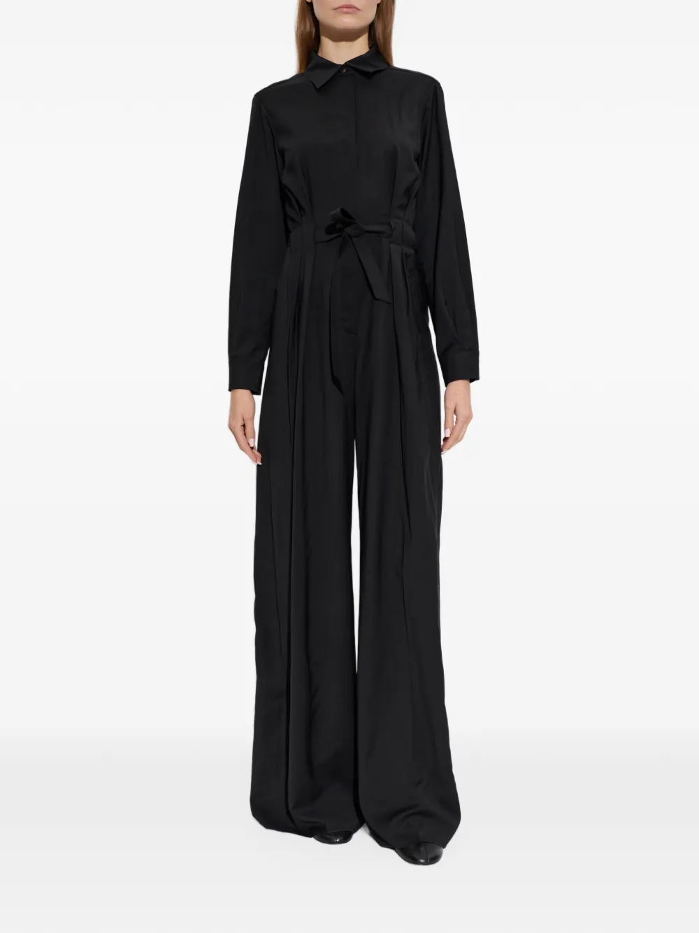 Max Mara pure wool canvas jumpsuit black Zwart