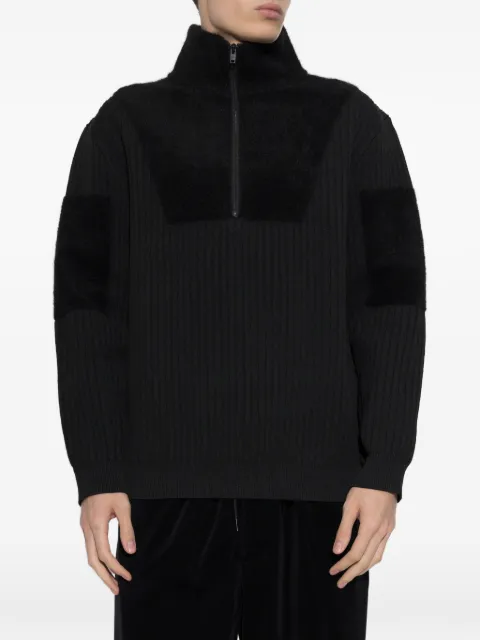 Y-3 knit sweatshirt with half-zip and colourblock panels