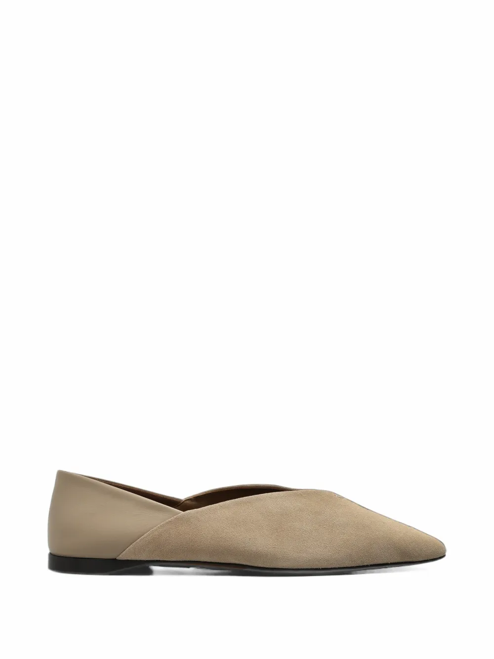 Max Mara split leather and nappa leather ballet flats - beige - Toni neutri