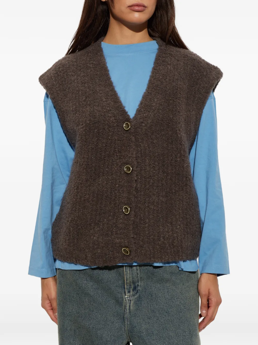 American Vintage Zolly top met knoopsluiting Bruin