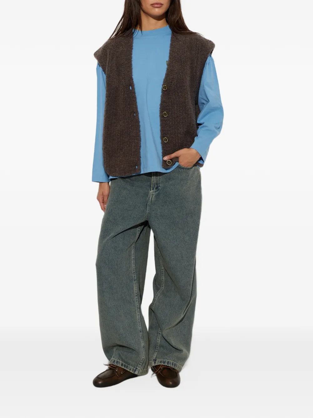American Vintage Zolly top met knoopsluiting Bruin