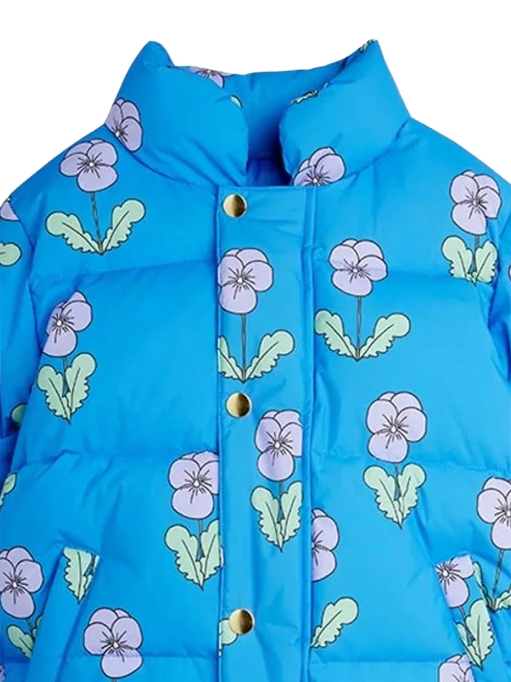 Mini Rodini Violas floral-print insulated jacket Blauw