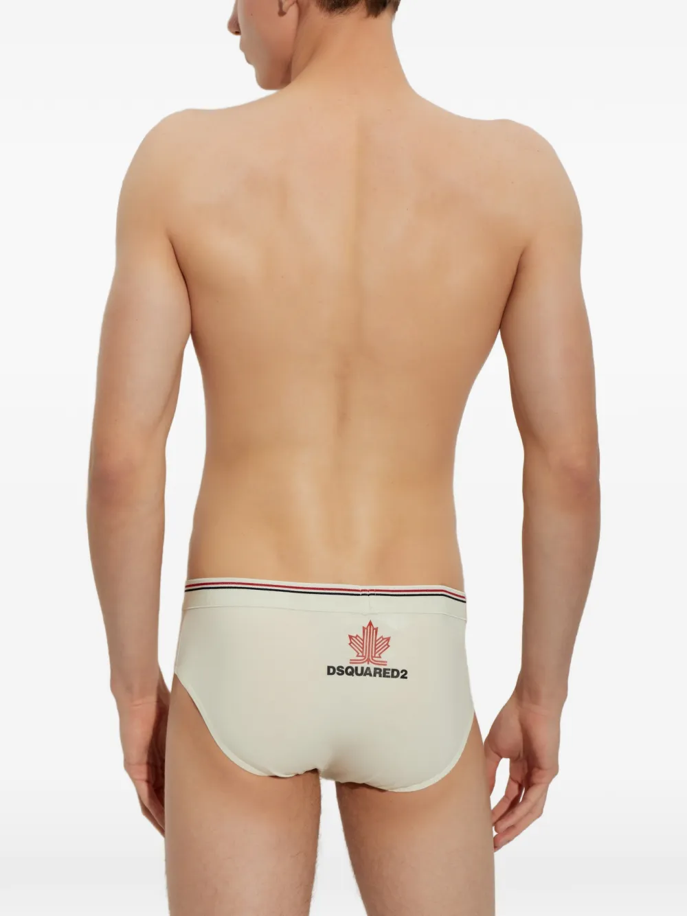DSQUARED2 logo-print striped-waistband briefs Beige