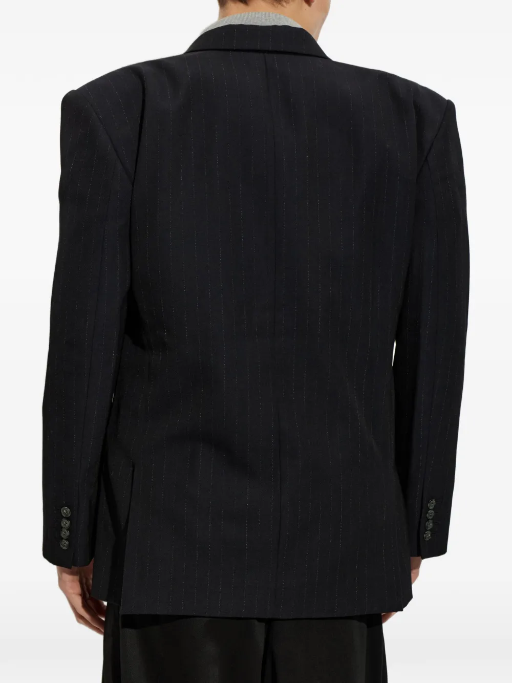 Willy Chavarria Manuel pinstripe double-breasted jacket Zwart