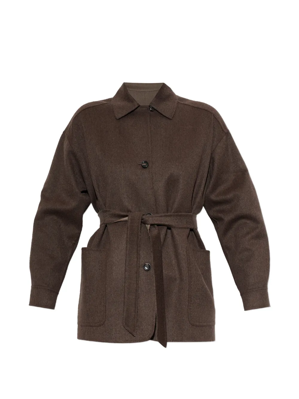Max Mara single-breasted cashmere foule jacket - dark brown