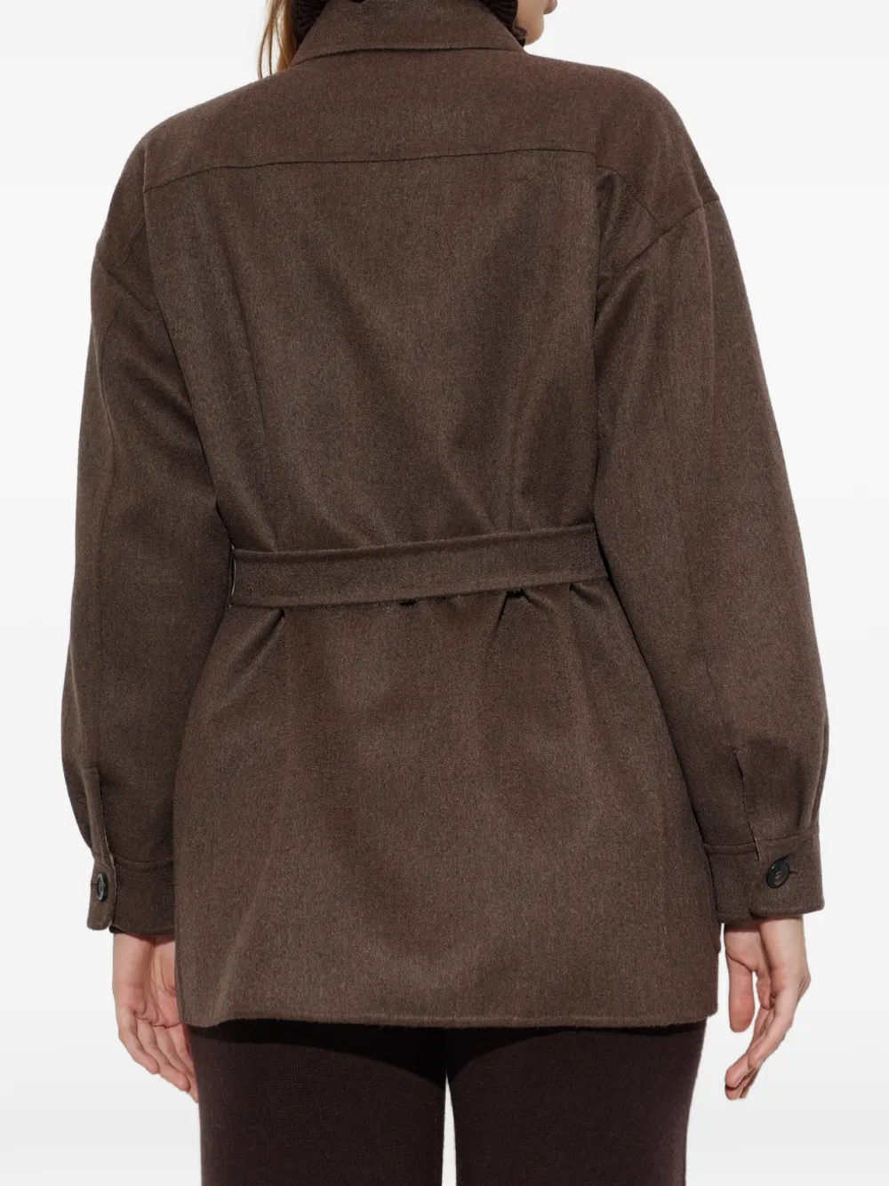 Max Mara single-breasted cashmere foule jacket dark brown Bruin