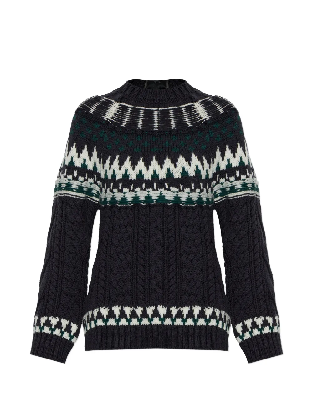 Akep Crew Neck Cable-knit Sweater In Black