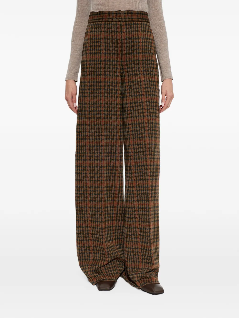 Max Mara Memiro check-pattern wide-leg trousers Bruin