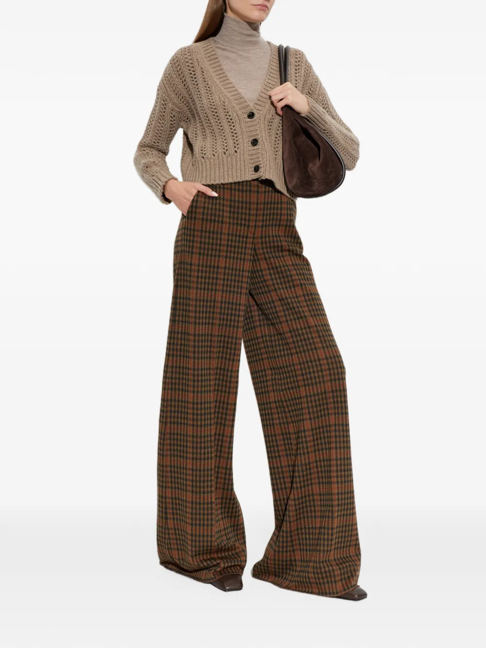 Max Mara Memiro check-pattern wide-leg trousers Bruin