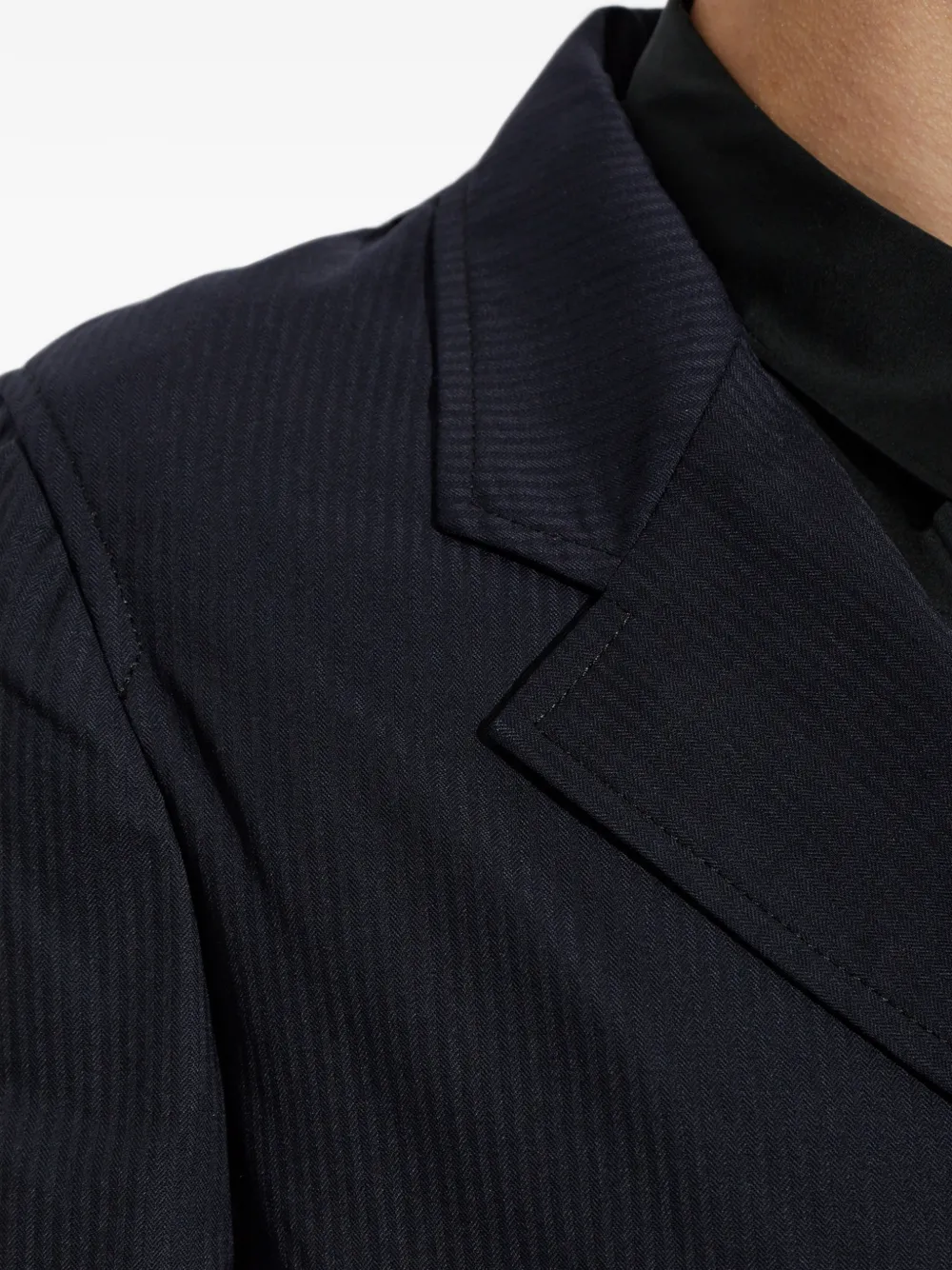 Comme Des Garçons Shirt Gestreept jack met ruches op de mouwen Blauw