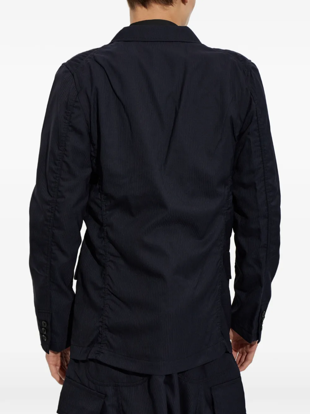 Comme Des Garçons Shirt Gestreept jack met ruches op de mouwen Blauw