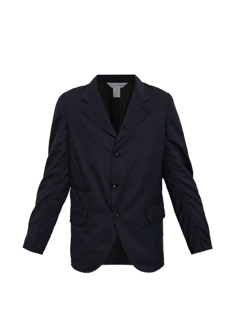 Comme Des Garçons Shirt striped ruched-sleeve jacket - Blau