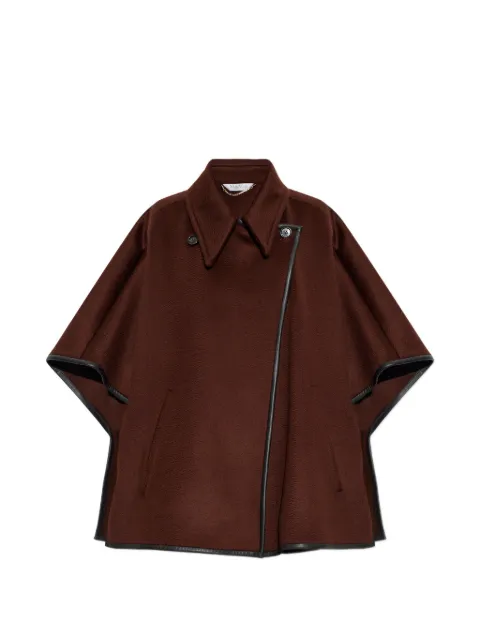 Max Mara long cropped cape in cashmere drap - rust