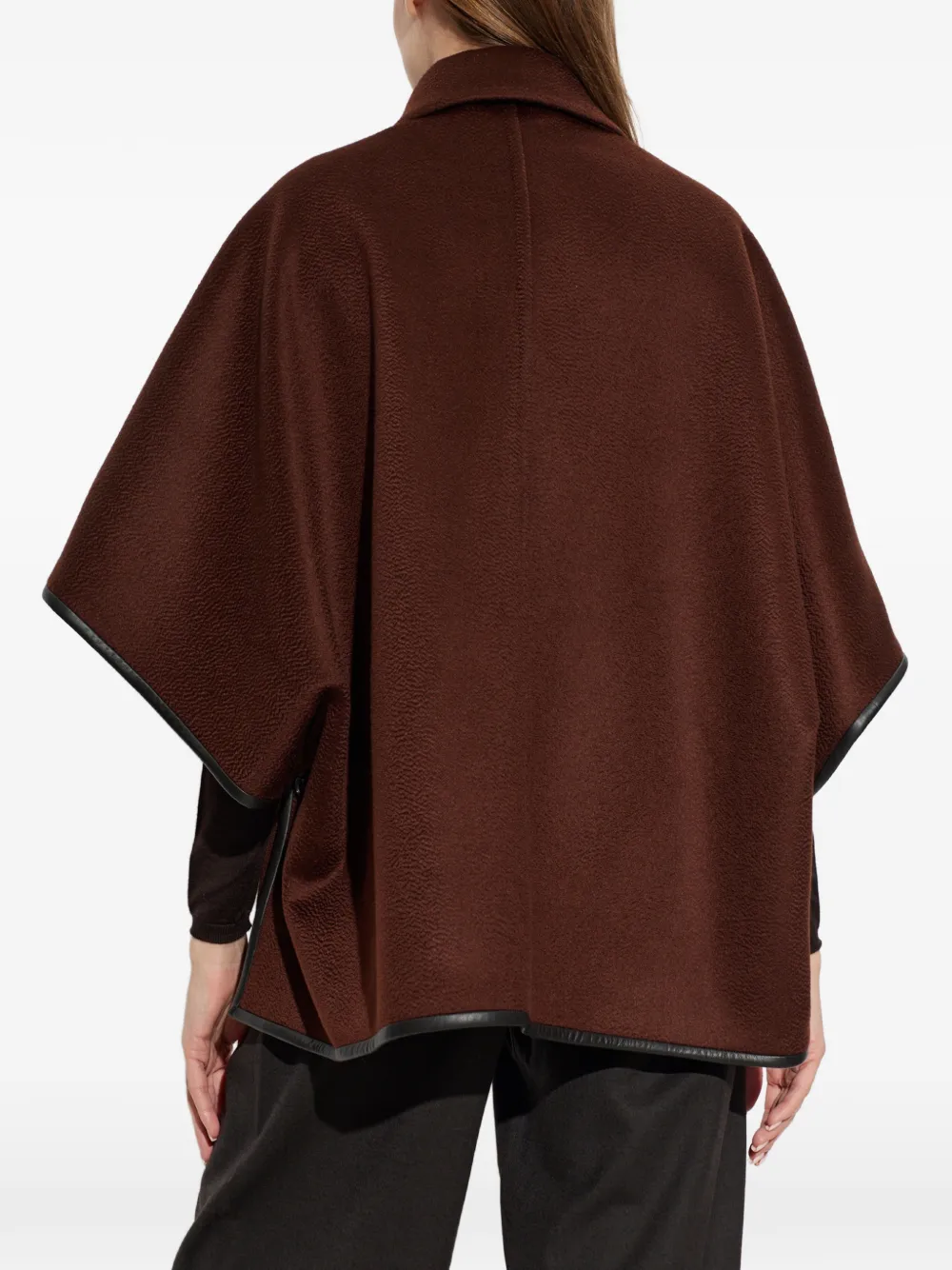 Max Mara long cropped cape in cashmere drap rust Bruin