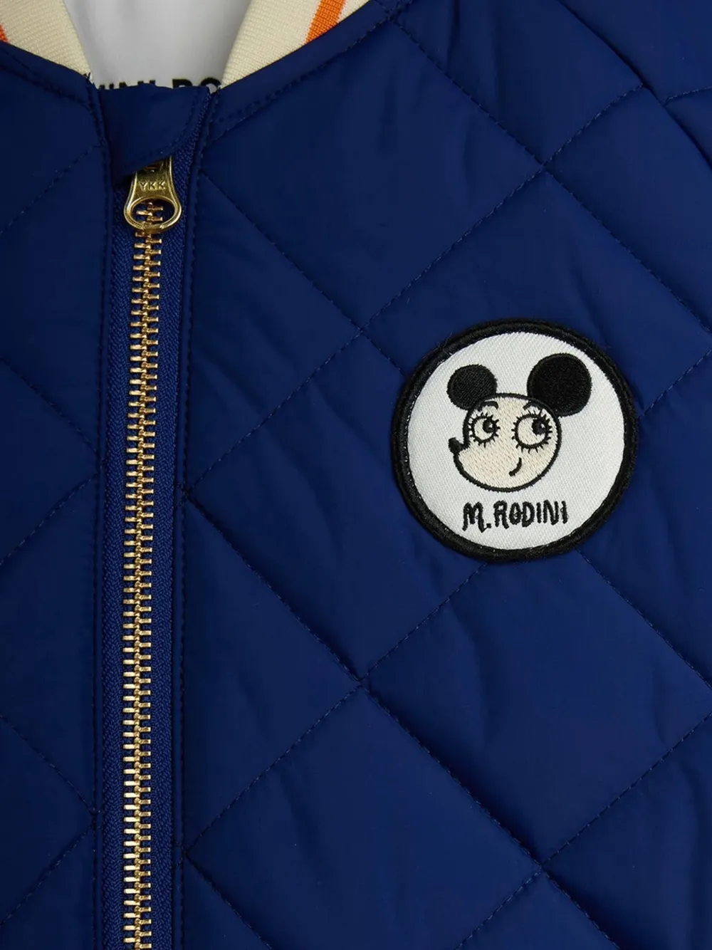 Mini Rodini Ritzratz quilted logo-patch jacket Blauw