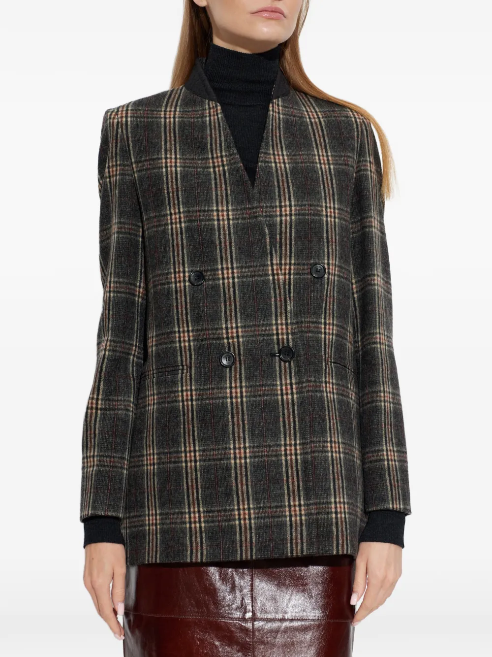 Max Mara Elmo check wool coat Grijs