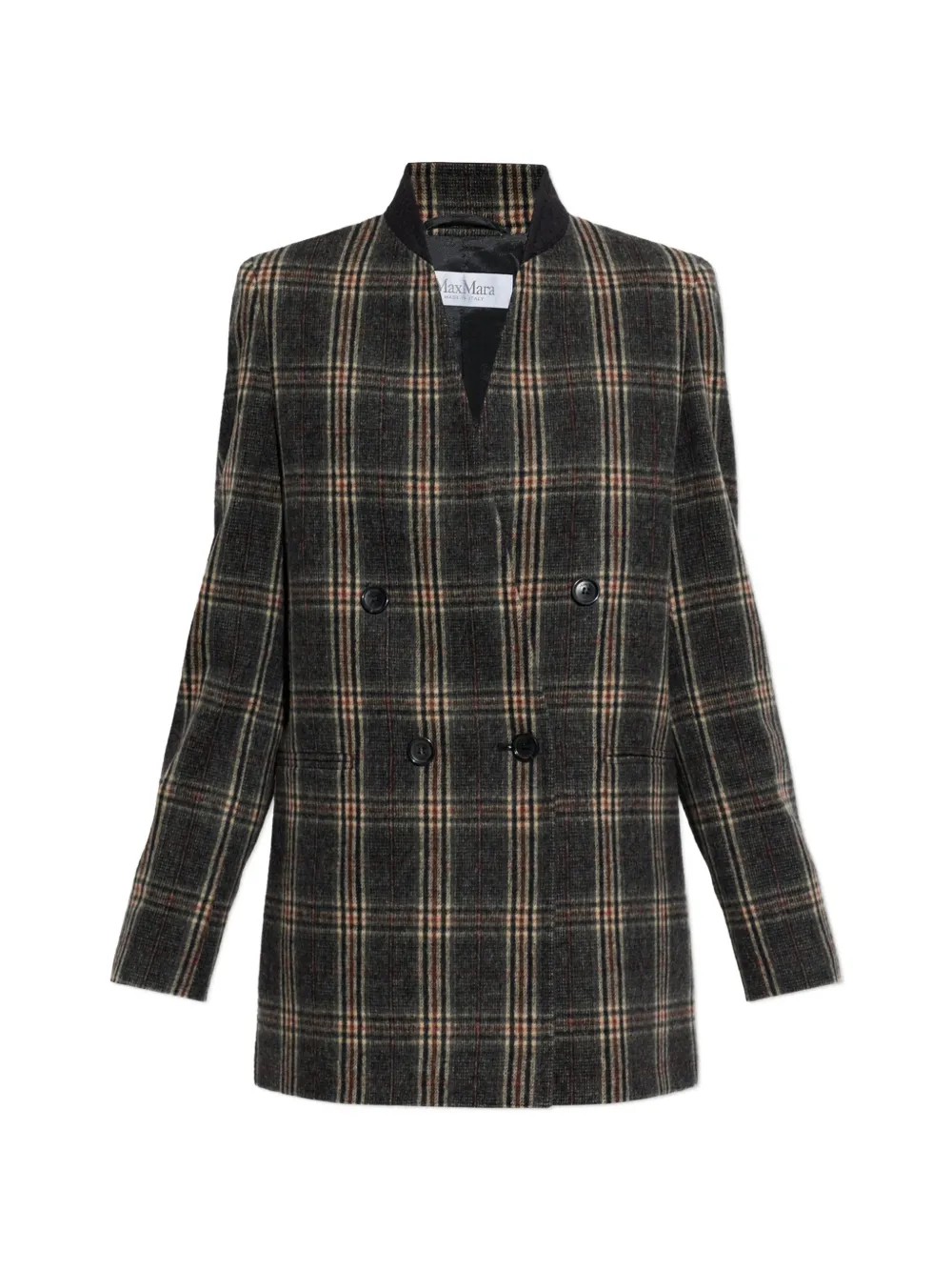 Max Mara Elmo check wool coat - Grau