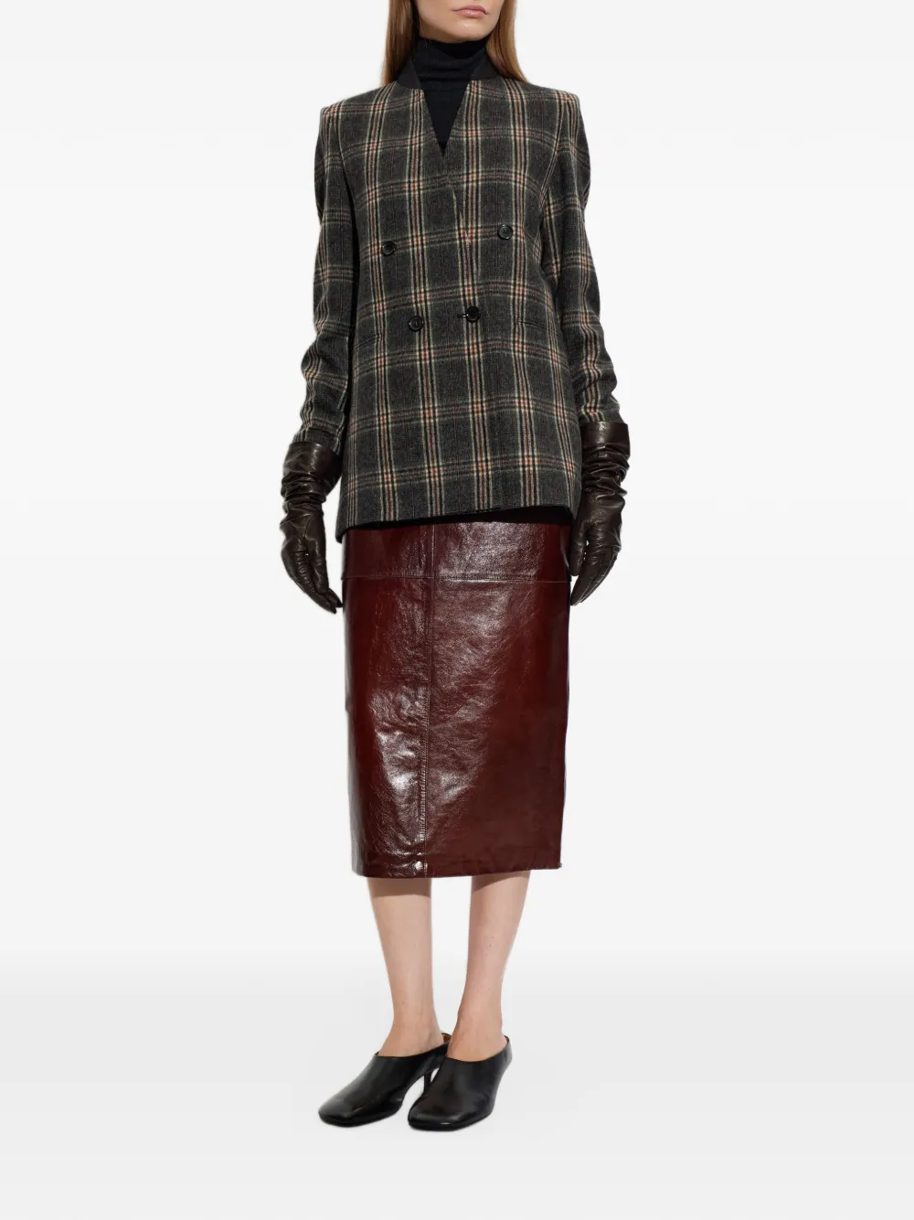 Max Mara Elmo check wool coat Grijs