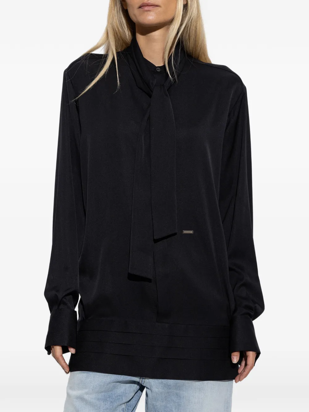 DSQUARED2 pussy-bow silk blouse Zwart