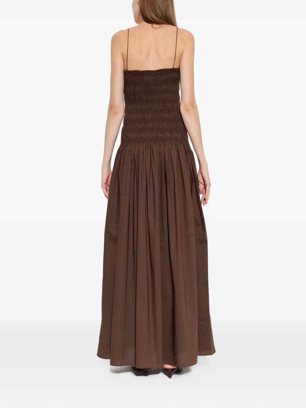 Matteau Gesmockte maxi-jurk met verlaagde taille Bruin