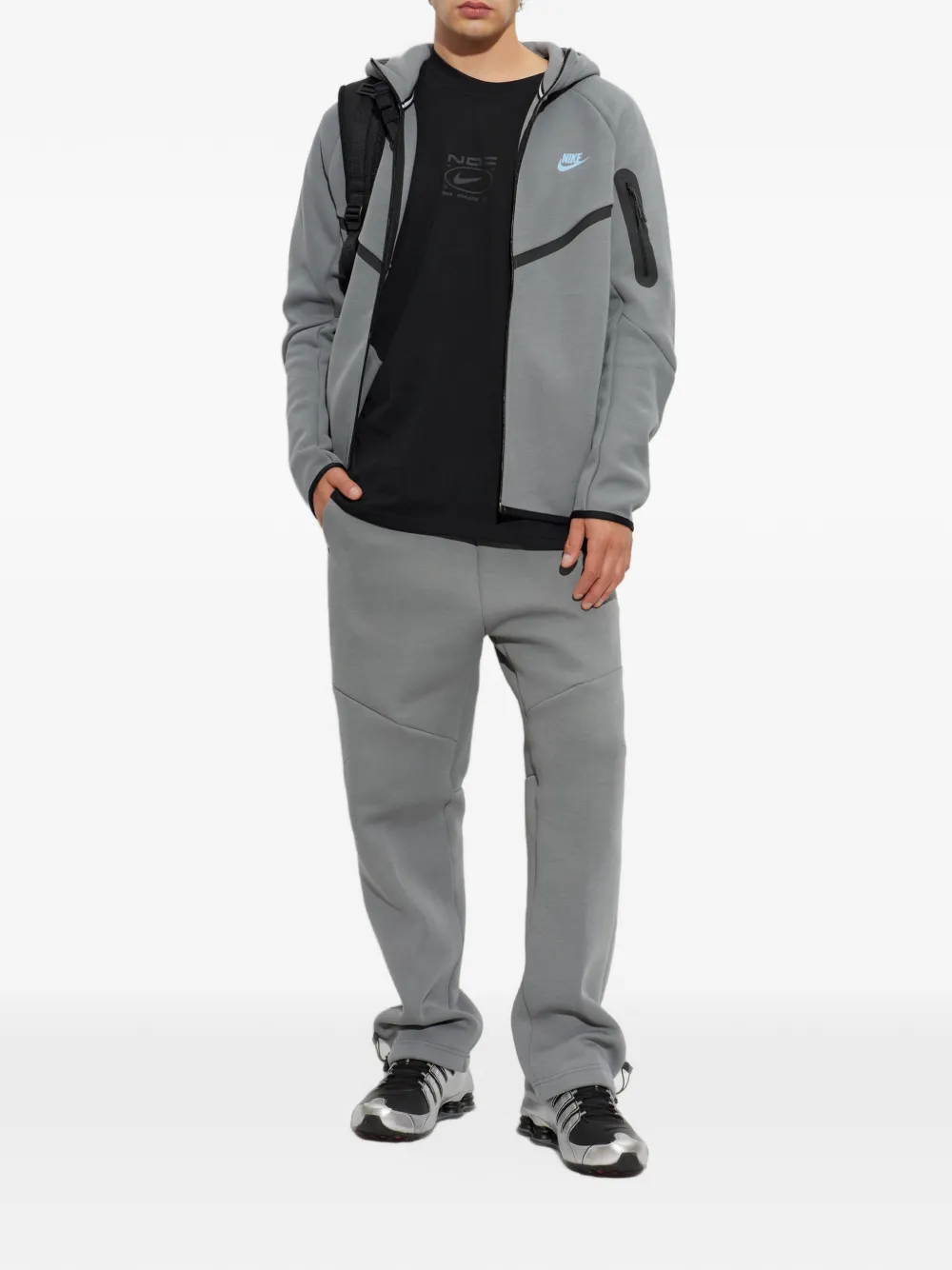 Nike logo-print drawstring track pants Grijs