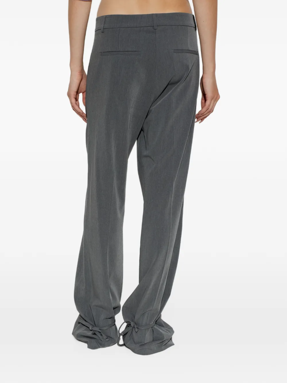 Akep Pantalon met persvouw en strikdetail bij de zoom Grijs