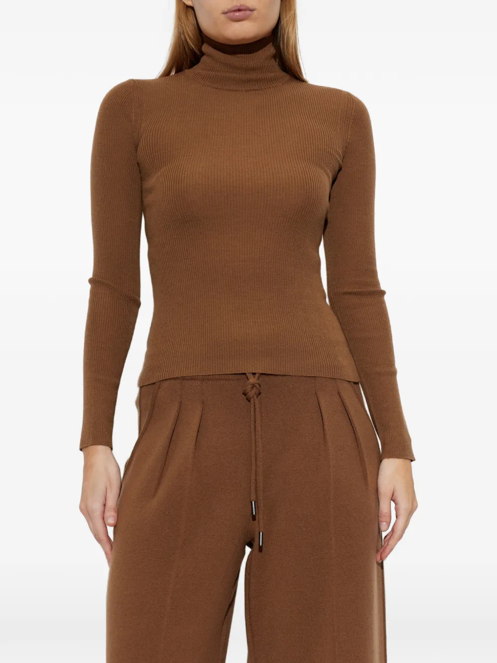 Max Mara wool yarn roll-neck sweater - brown - Marrone